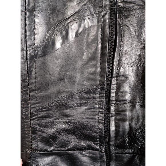 Giovanni Navarre Womens Black Leather Stone Design Zip Belt Jacket Size Small - Picture 7 of 8